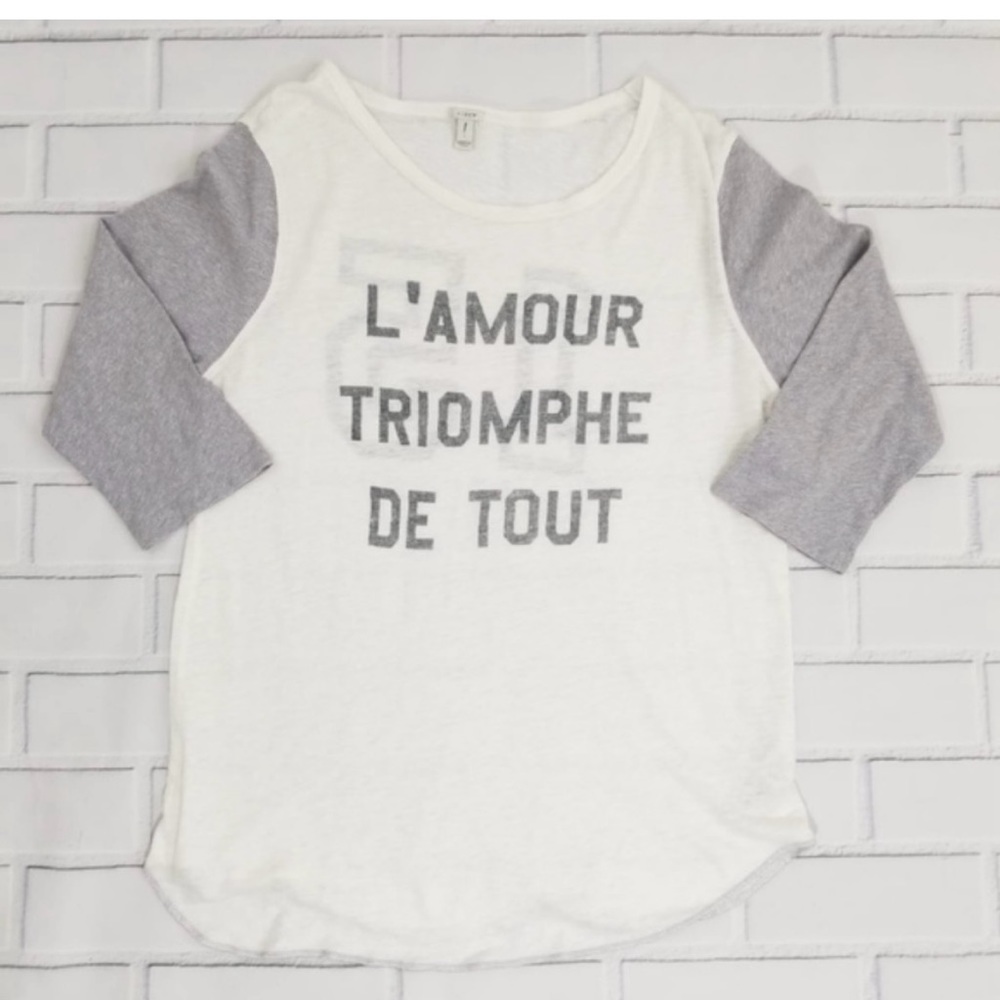 Crew Women’s Baseball Tee L'Amour Triomphe De Tout Linen Top